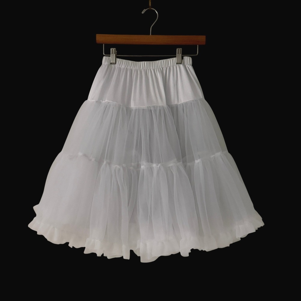Unique Vintage Petticoat Women One Size White Excellent Tiered Tulle Crinoline